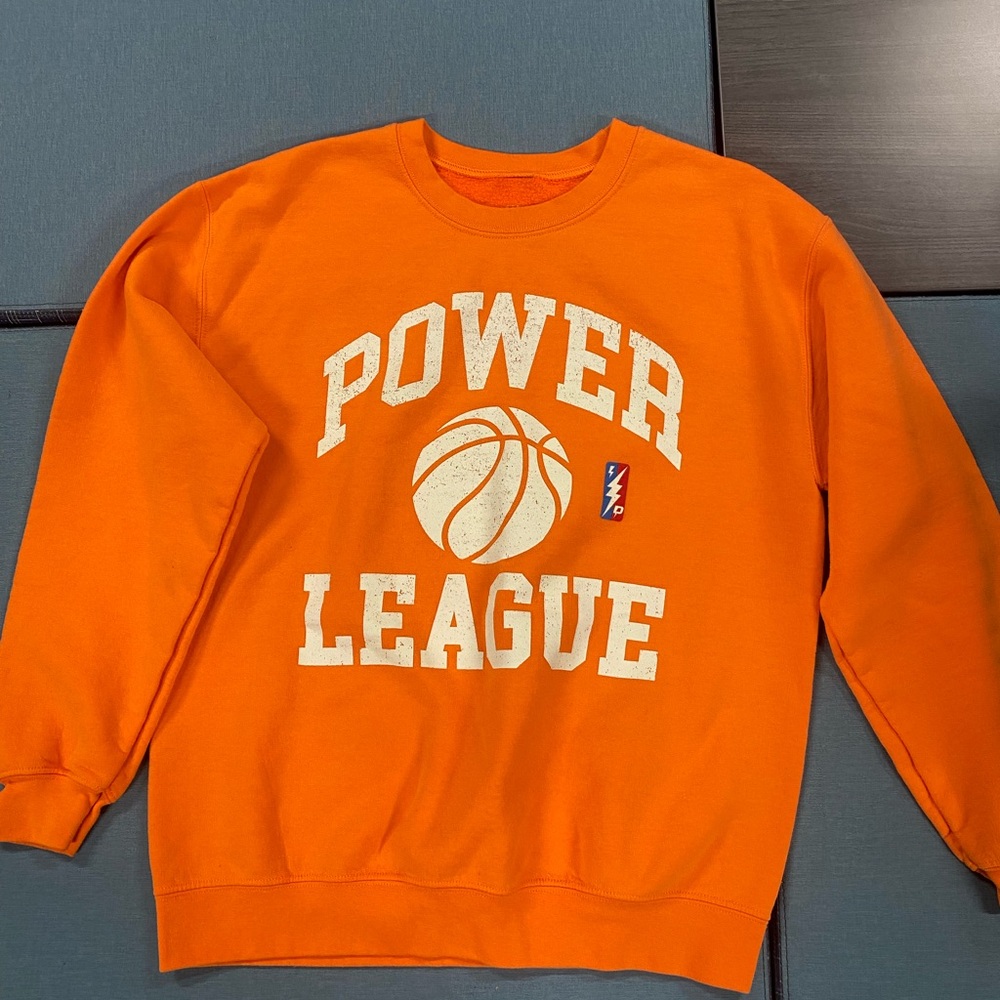 Inaka Power Orange Crewneck Sweater with Sporty Graphic